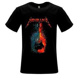 Metallica guitar flame graphite color unisex printed t-shirt